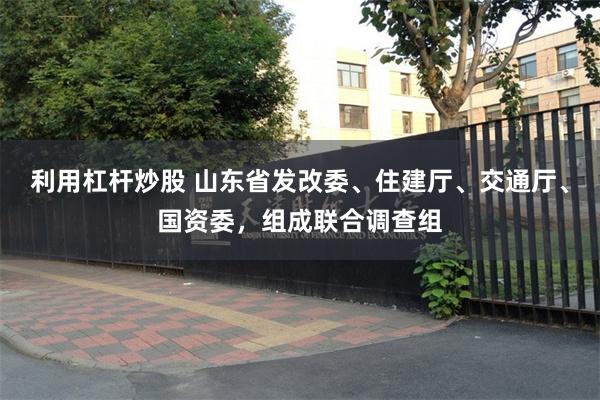 利用杠杆炒股 山东省发改委、住建厅、交通厅、国资委，组成联合调查组