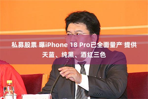 私募股票 曝iPhone 18 Pro已全面量产 提供天蓝、纯黑、酒红三色