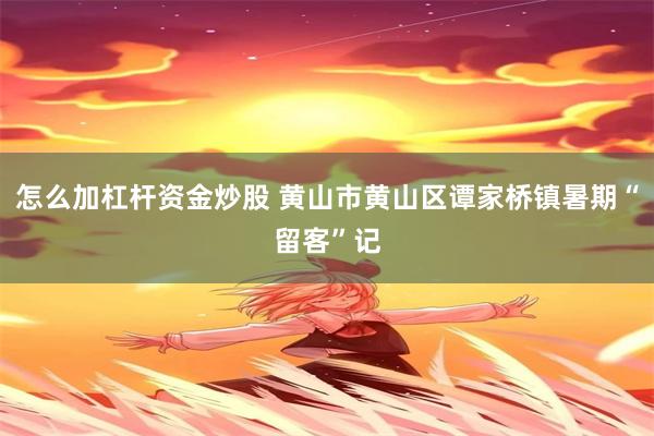 怎么加杠杆资金炒股 黄山市黄山区谭家桥镇暑期“留客”记